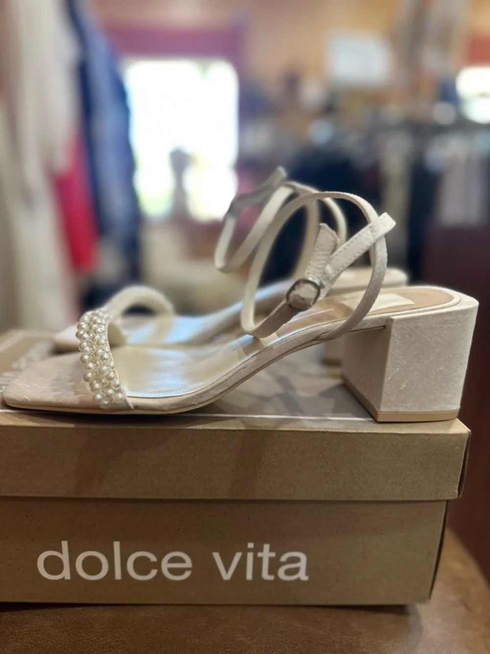 Dolce Vita Vanilla Pearl-Strap Block Heel Sandals NWT size 8.5 and 10 - Picture 8 of 9